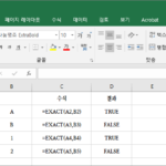 엑셀 / 함수 / EXACT / 두 텍스트(문자열)이 같은지 비교하는 함수