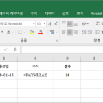 엑셀 / 함수 / DAYS / 두 날짜 사이의 일수를 계산하는 함수