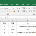 엑셀 / 함수 / SUMPRODUCT / 곱의 합 구하는 함수