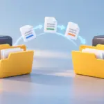 Illustrazione del movimento dei file tra cartelle su due server