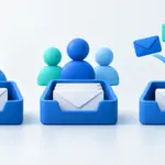 个人邮箱、共享邮箱和附加收件地址的对比概念图